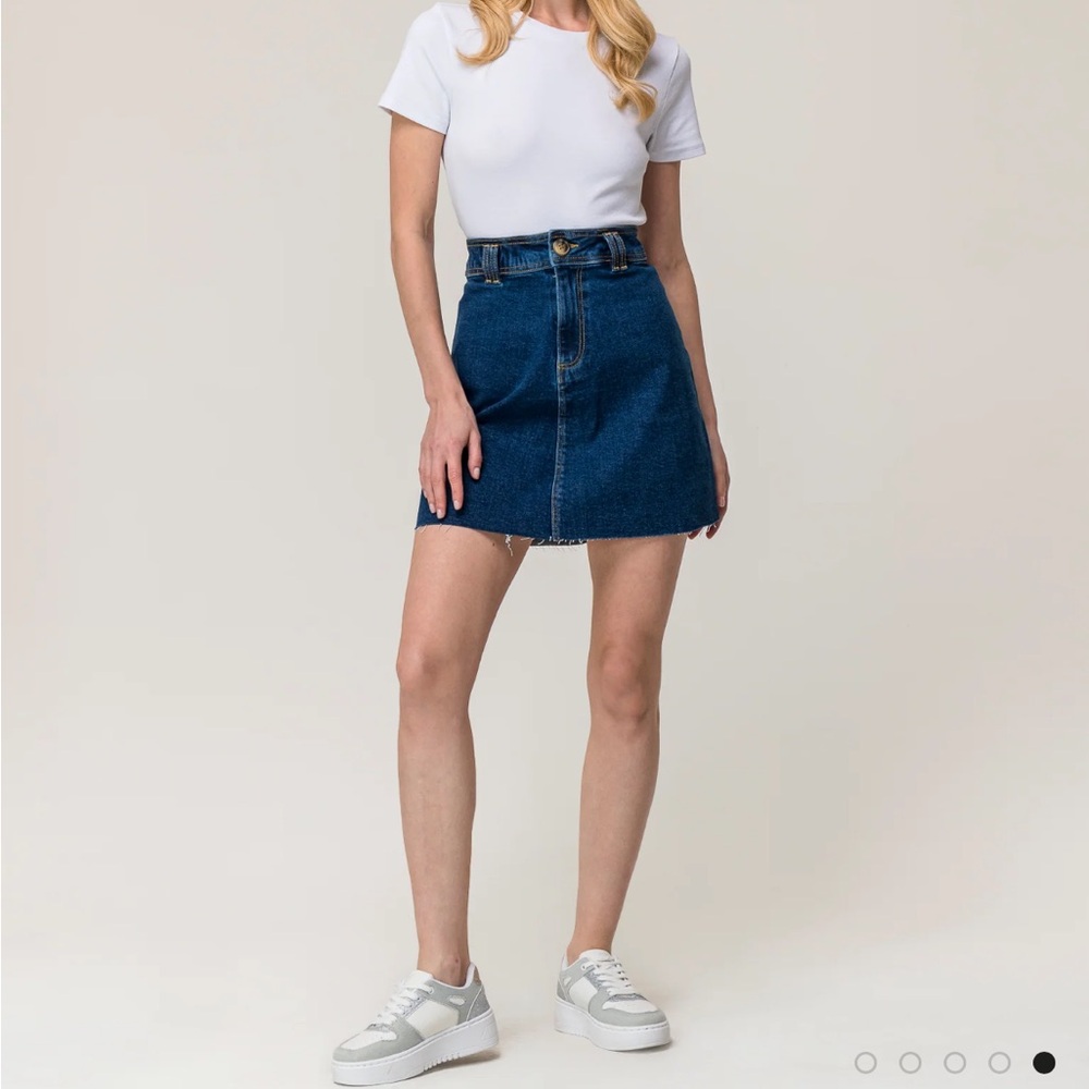 Piazza Italia Denim Blue Women's Mini Skirt Medium Chic Preppy